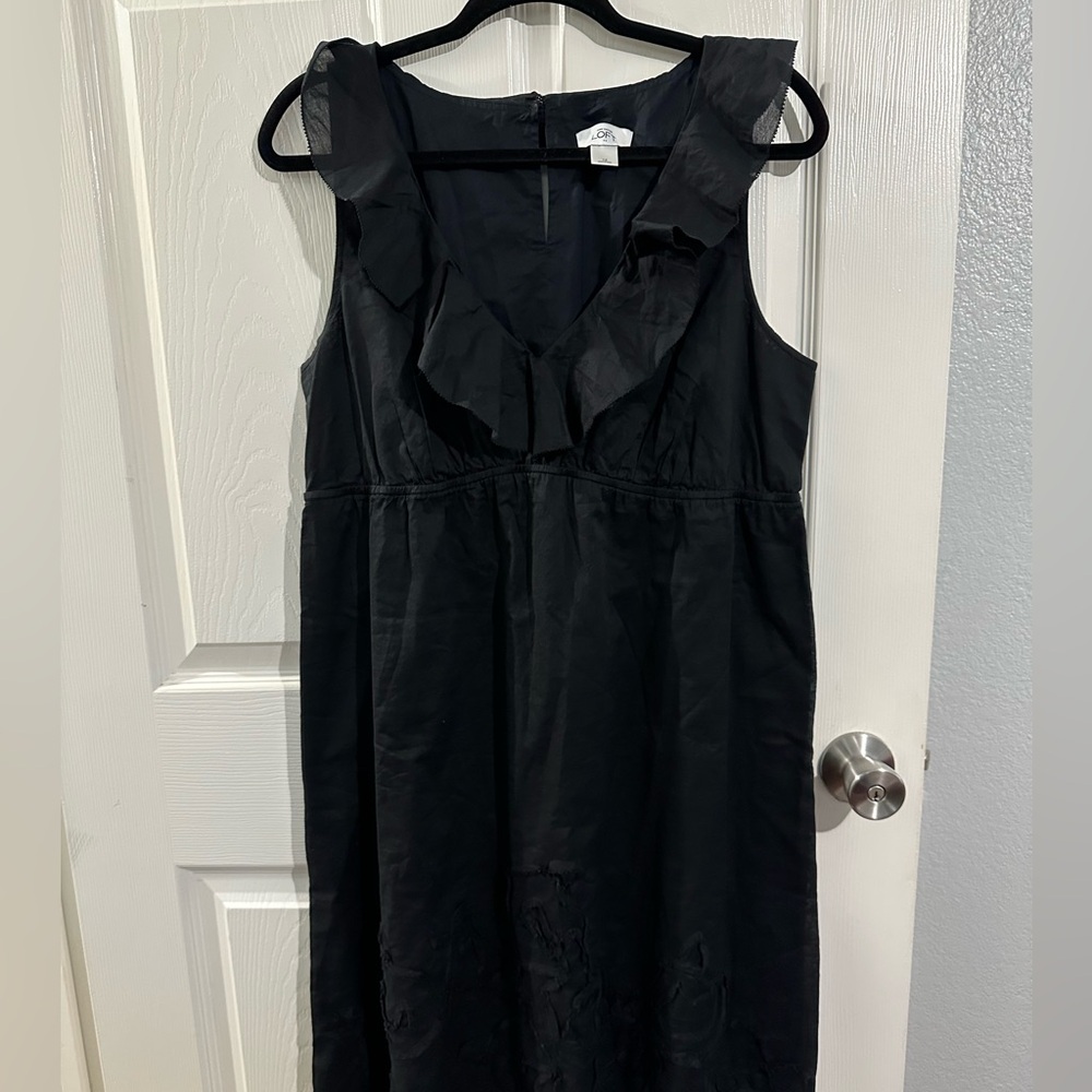 LOFT Elegant Black Ruffle Dress